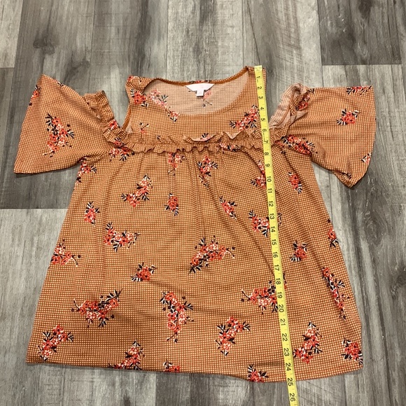 Lauren Conrad Medium Ginger Snap Print Cold Shoulder Blouse - Picture 5 of 10